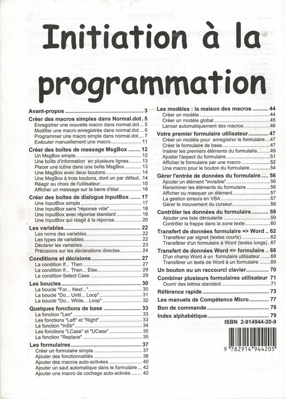 Initiation à La Programmation VBA Sous Word