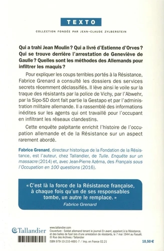 La Traque Des Rsistants : Jean Moulin Pierre Brossolette Honor D'Estienne D'Orves Genevive De Gaulle : Qui Les a Trahis ? by Fabrice Grenard | I