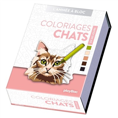 Calendrier coloriages chats en 365 jours - l'année à bloc