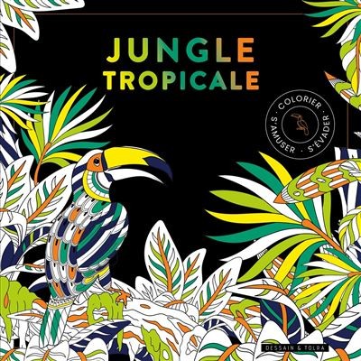 Black coloriage - jungle tropicale