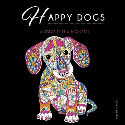 Black coloriage happy dogs