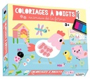Coloriages a doigts la ferme. Coffret avec un cahier de 10 grandes scènes à compléter avec ses doigts et 1 encirer à doigts avec 6 couleurs