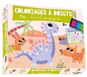 Coloriages à doigts Dino et compagnie. Avec 1 cahier de 10 grandes scènes et 1 encrier à 6 couleurs