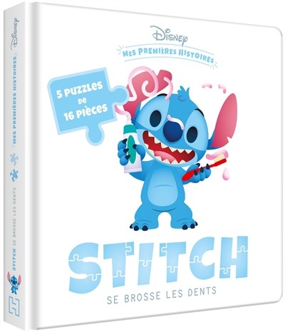 Disney Baby - Mes Premières Histoires - Stitch se Brosse les Dents - 5 grands puzzles 16 pièces