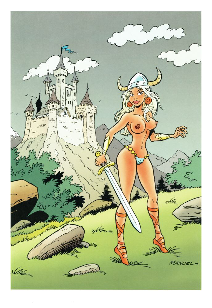 Poster coquin : La Valkyrie - Oeuvre réalisée et signée par le dessinateur belge Manuel Tanret. Poster numéroté