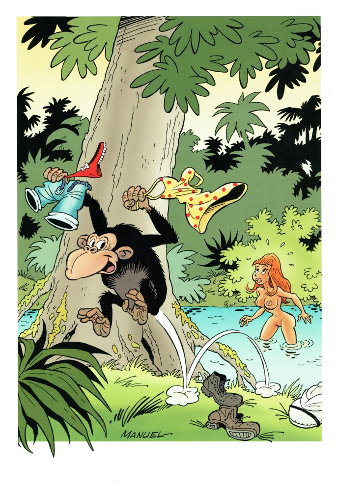 Poster coquin : L'Exploratrice - Oeuvre réalisée et signée par le dessinateur belge Manuel Tanret. Poster numéroté