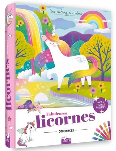 [9782017247289] Coloriages fabuleuses licornes - pochette 6 feutres paillettes